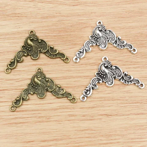 Vintage Zinc Alloy Flower Peacock Relief 3-Hole Connector Charms For DIY Necklace Bracelet Jewelry Making Antique Silver Bronze Links