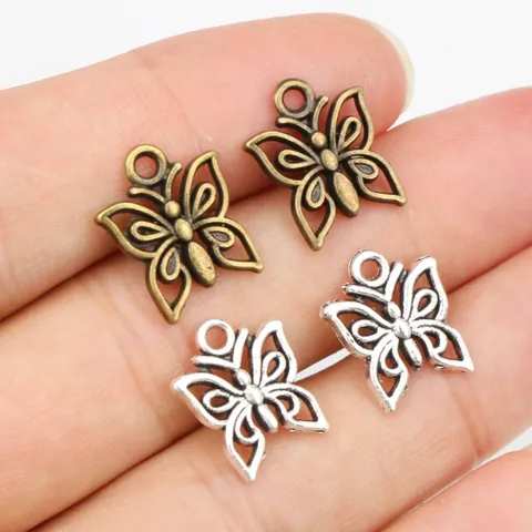 Antique Vintage Alloy Butterfly Hollow Pendants For DIY Jewelry Making Accessories Silver Bronze Butterfly Charms