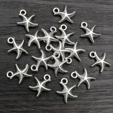 Vintage Zinc Alloy Starfish Pendants DIY Jewelry Accessories Antique Silver Bronze Sea Star Charms For Necklace Bracelet Making