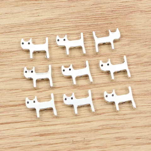 Antique Silver Zinc Alloy Mini Cat Pendants Animal Charms For DIY Necklace Bracelet Jewelry Making Crafting Accessories