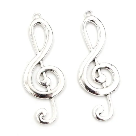 Zinc Alloy Treble Clef Musical Note Pendant Antique Silver Finished Jewelry Accessory Pendant Only Without Chain For DIY Making