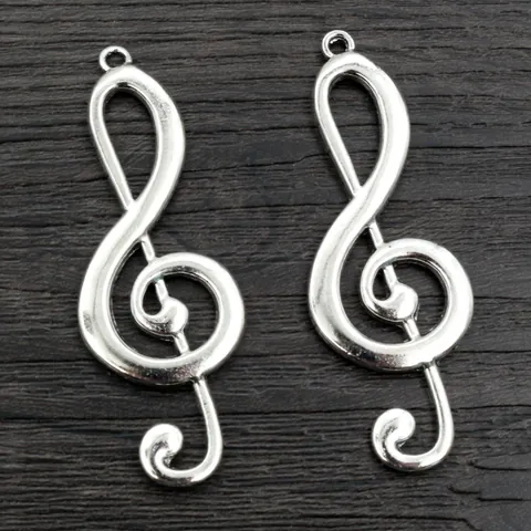 Zinc Alloy Treble Clef Musical Note Pendant Antique Silver Finished Jewelry Accessory Pendant Only Without Chain For DIY Making