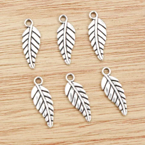 Antique Silver Zinc Alloy Leaf Charms Feather Pendants For DIY Jewelry Making Necklace Bracelet Accessory Findings