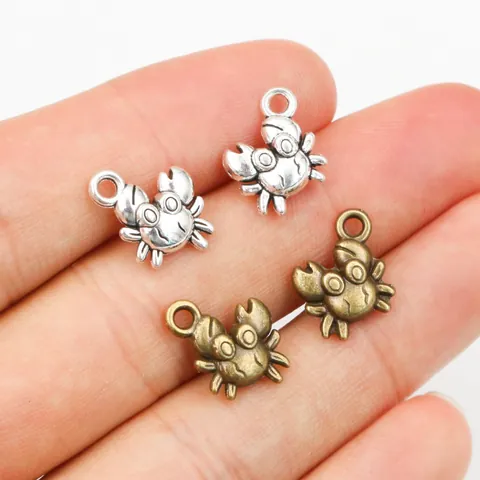 Alloy Small Crab Charms DIY Jewelry Making Accessories Antique Silver Bronze Crab Pendants For Necklace Bracelet Handmade Findings