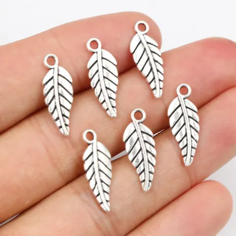 Antique Silver Zinc Alloy Leaf Charms Feather Pendants For DIY Jewelry Making Necklace Bracelet Accessory Findings