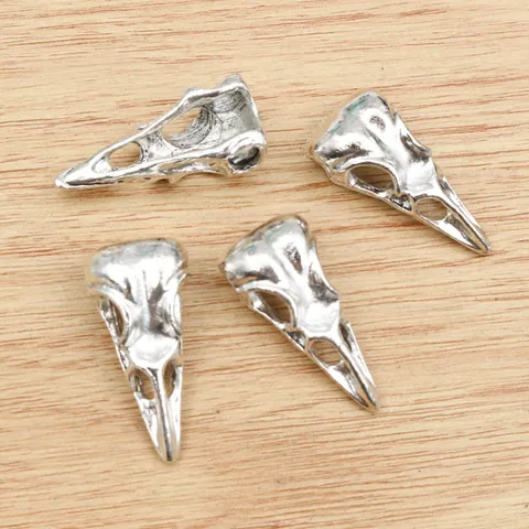 Vintage Alloy Bird Skull Skeleton Pendants For DIY Necklace Bracelet Making Antique Silver Gothic Animal Bone Jewelry Finding