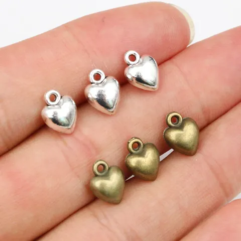 3D Heart Shaped Pendants Zinc Alloy DIY Jewelry Accessories Antique Silver Bronze Charms For Necklace Bracelet Making