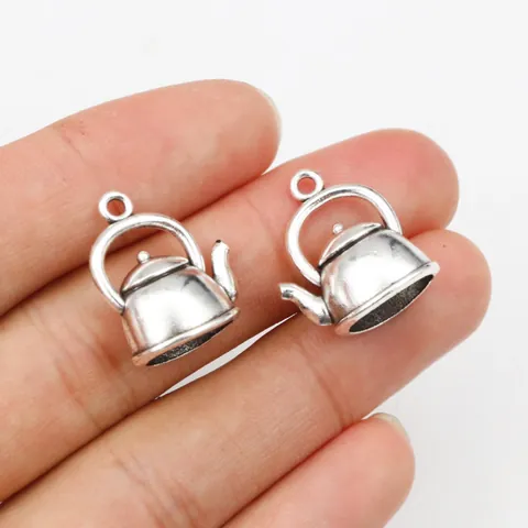 Vintage Antique Silver Alloy 3D Teapot Pendants For DIY Jewelry Making Bracelet Necklace Hanging Accessories