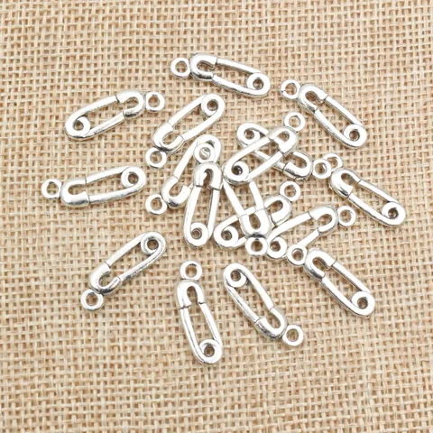Vintage Antique Silver Zinc Alloy Safety Pin Shape Charms Pendants DIY Jewelry Making Finding Accessories For Necklace Bracelet