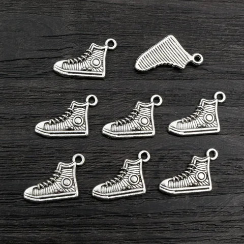Vintage Argento Antico Lega Di Zinco Sneakers Alte Forma Ciondoli Per Fai Da Te Collana Bracciale Gioielli Accessori