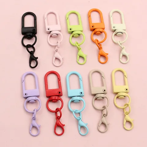 Colorful Rotating Lobster Claw Clasps Zinc Alloy U Shape Buckle DIY Keychain Accessories For Doll Bag Charms Assorted Colors