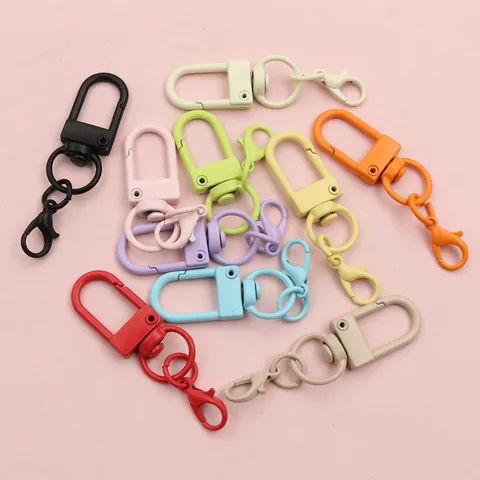 Colorful Rotating Lobster Claw Clasps Zinc Alloy U Shape Buckle DIY Keychain Accessories For Doll Bag Charms Assorted Colors