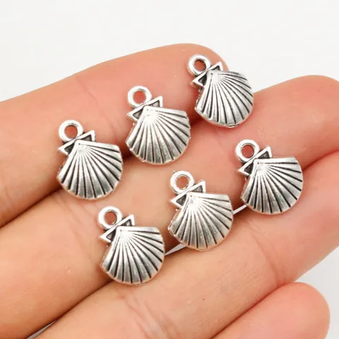 Pendentifs Coquille Saint-Jacques en Alliage de Zinc Vintage Accessoires de Bijouterie DIY Argent Antique Pendentifs Coquillage pour Collier Bracelet