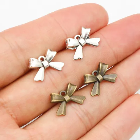 Pendentifs Nœud en Alliage de Zinc Vintage pour Création de Bijoux DIY Breloques pour Collier Bracelet Boucles d'Oreilles Argent Bronze