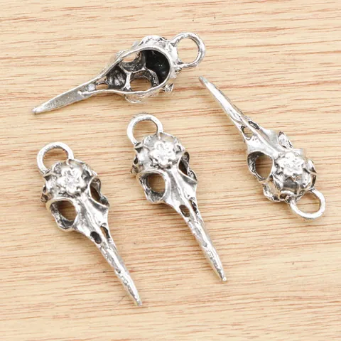 Antique Bird Skull Pendant Alloy Floral Carved Gothic Skull Charm For DIY Necklace Bracelet Jewelry Making Accessories
