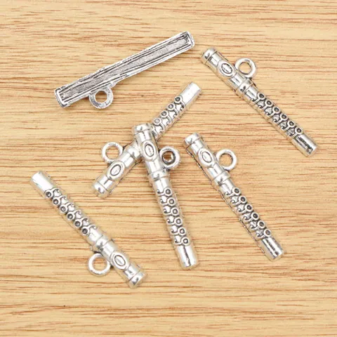 Antique Silver Alloy Musical Instrument Flute Pendant Charm For DIY Necklace Bracelet Making Retro Jewelry Accessories