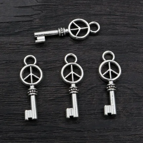 Legering Vredesteken Sleutel Vorm Hangers Voor DIY Sieraden Maken Antiek Zilver Brons Vintage Handgemaakte Accessoires
