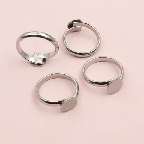 High Quality Stainless Steel Adjustable Ring Base With Flat Round Tray For DIY Jewelry Making Vintage Metal Findings Accessory