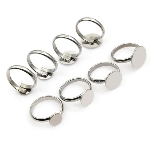 High Quality Stainless Steel Adjustable Ring Base With Flat Round Tray For DIY Jewelry Making Vintage Metal Findings Accessory