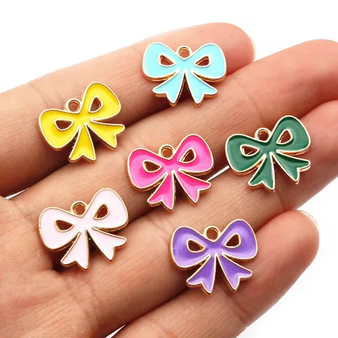 Colgantes de Lazo de Aleación de Esmalte Coloridos Dijes de Lazo de Metal en Tono Dorado Para Creación de Joyas DIY Collar Pulsera Accesorio de Artesanía