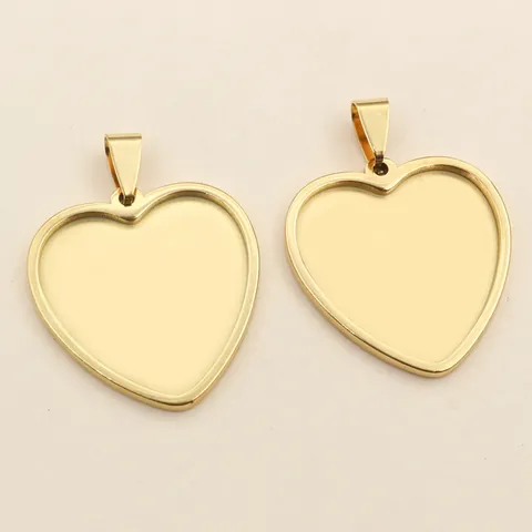 Heart Shape 304 Stainless Steel Pendant Base Cabochon Setting Tray DIY Jewelry Making Finding Blank Bezel Heart Pendant