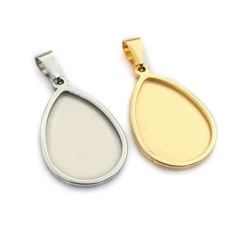 304 Edelstahl Wassertropfen Fassung Anhänger Basis Für DIY Schmuckherstellung Tropfen Cabochon Fassung Zubehör
