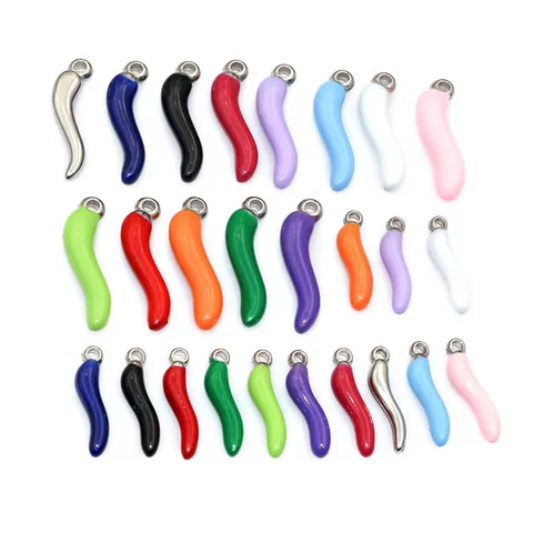 Stainless Steel Enameled Chili Cornicello Pendants Italian Horn Charms For DIY Jewelry Making Necklaces Bracelet Accessories