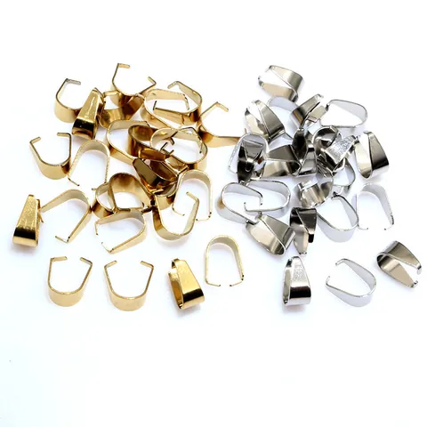 Stainless Steel Pinch Bails Pendant Clasp For Jewelry Making DIY Necklace Connector Findings Gold Silver Plated