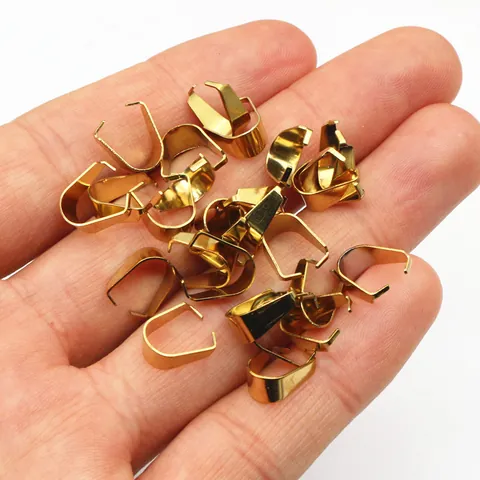 Stainless Steel Pinch Bails Pendant Clasp For Jewelry Making DIY Necklace Connector Findings Gold Silver Plated