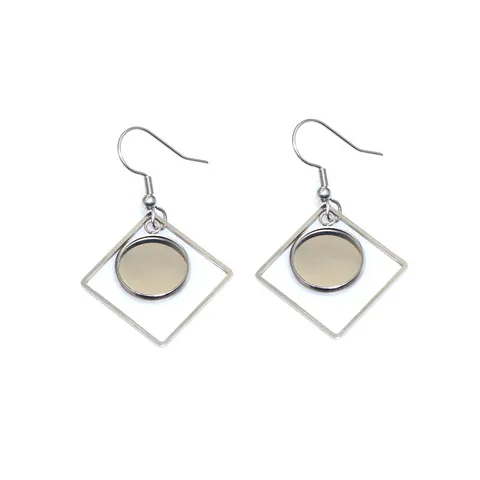 Stainless Steel Geometric Earring Hooks With Round Tray Base DIY Jewelry Making Supplies For Women Gold Silver Plated Findings