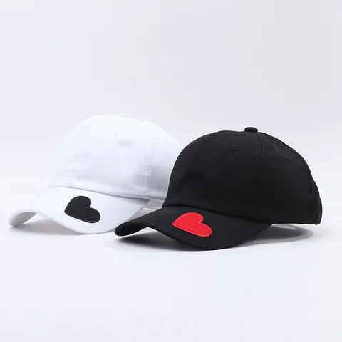 Casquette de Baseball en Pur Coton Respirant Avec Broderie Cœur Protection Solaire Casquette à Visière Réglable Sport