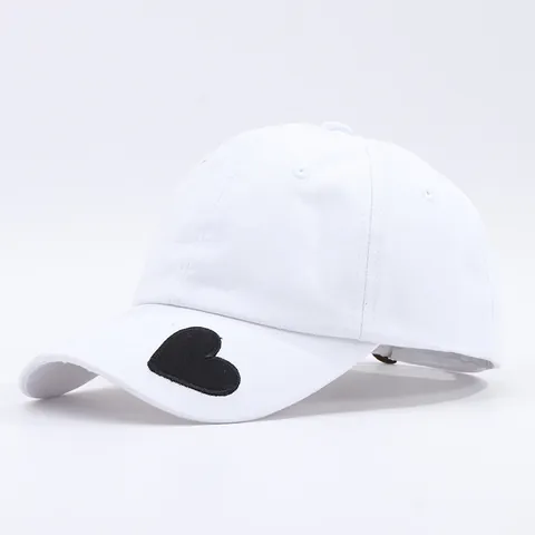 Casquette de Baseball en Pur Coton Respirant Avec Broderie Cœur Protection Solaire Casquette à Visière Réglable Sport