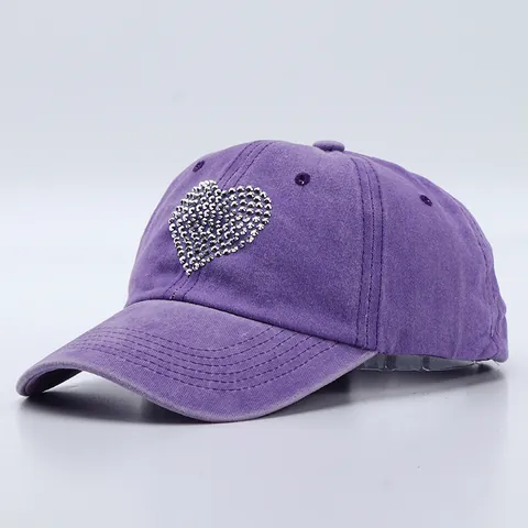 Gewassen Katoenen Honkbalpet Strass Hart Vintage Verstelbare Zonnehut Zachte Top Outdoor Trucker Pet Voor Vrouwen