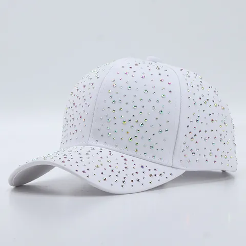 Luxury Full Shiny AB Rhinestone Baseball Cap For Women Bling Bling Cotton Sun Hat Adjustable Glitter Fashion Accessories