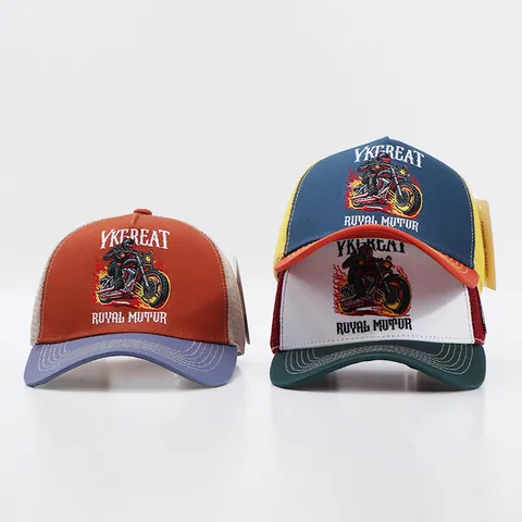 Cappello Trucker Retro in Rete di Poliestere Con Ricamo Animale Panda Leone Berretto da Baseball Regolabile Traspirante