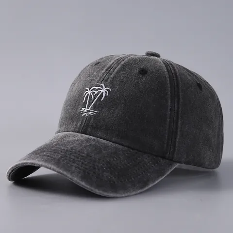 Cappello da Baseball con Ricamo a Palma Vintage in Cotone Lavato Regolabile Parasole Dad Hat per Uomo Donna