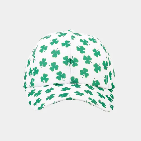 Berretto da Baseball Bianco Stampa Trifoglio Verde Poliestere Regolabile Cappello Sole San Patrizio Moda Casual Esterno