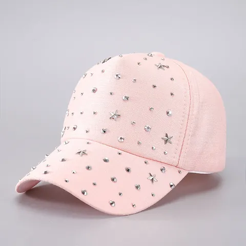 Women's Fashion Baseball Cap Metal Star Rivets Rhinestones Adjustable Hip Hop Streetwear Sunshade Outdoor Hat Polyester Fabric