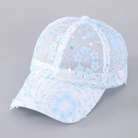 Cappellino da Baseball da Donna in Pizzo con Fiori e Paillettes a Rete Traspirante Regolabile Cappello da Sole per Esterni