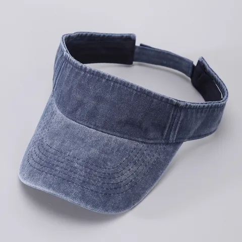 Washed Cotton Sun Visor Hat For Men Women Adjustable Breathable Denim Style Sport Leisure UV Protection Sunshade Open Top Cap