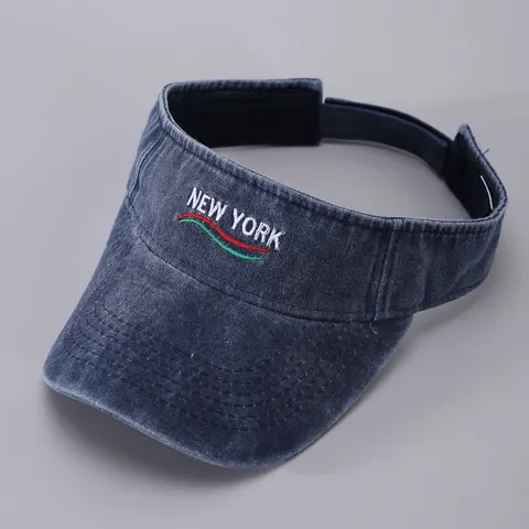 Visiera in Cotone Lavato Vintage con Ricamo Lettere Distressed Cappello Baseball Regolabile con Tesa Curva