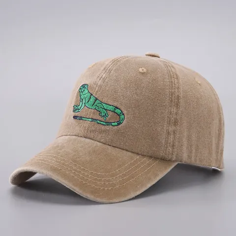 Berretto da Baseball Vintage in Cotone Lavato Per Uomo Donna Lucertola Personalizzata Ricamo Regolabile Traspirante Parasole Cappello Sportivo da Esterno