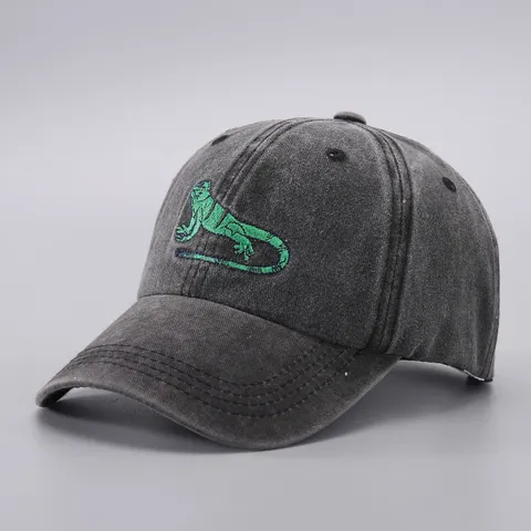 Berretto da Baseball Vintage in Cotone Lavato Per Uomo Donna Lucertola Personalizzata Ricamo Regolabile Traspirante Parasole Cappello Sportivo da Esterno