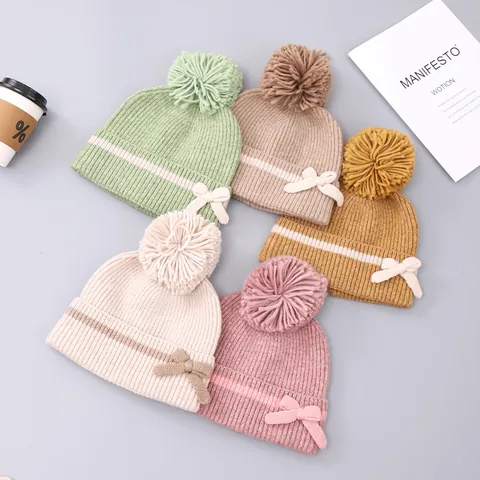 Dames Winter Gebreide Muts Sjaal Handschoenen Pompon Strik Warme Acryl Muts Nekwarmer Touchscreen Wanten Zacht Comfortabel Accessoire Voor Buiten