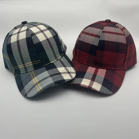 Vintage British Plaid Baseball Cap For Men Women Adjustable Polyester Sunshade Retro Houndstooth Check Pattern Duck Tongue Hat