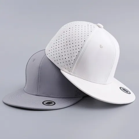 Schnelltrocknende Laserperforierte Snapback Baseballkappe Flache Krempe Für Herren Damen Atmungsaktive Wasserdichte Streetwear Hut