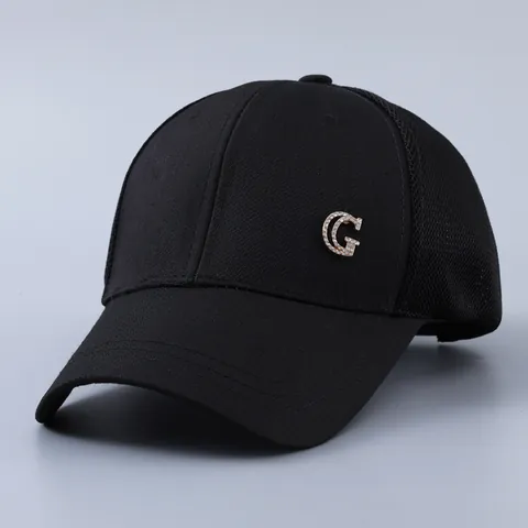 Berretto da Baseball Traspirante in Rete da Donna Moda Strass Lettera G Patchwork Cappello Trucker Protezione Solare Estate Esterna
