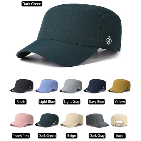 Gorra de Cadete Unisex de Secado Rápido Ligera Transpirable Antidesgarro Parte Superior Plana Sombrero Militar para Deportes al Aire Libre