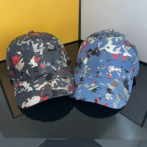 Reflective Graffiti Camouflage Baseball Cap Bronzing Wide Brim Sun Hat Adjustable Sporty Streetwear Hat For Men Women