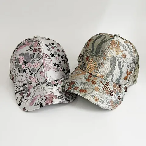 Ethno-Stil Bestickte Baseballkappe Für Damen Herren Chinesisches Vintage Blumen Landschaftsmuster Sonnenschutz Breite Krempe Verstellbarer Trucker-Hut
